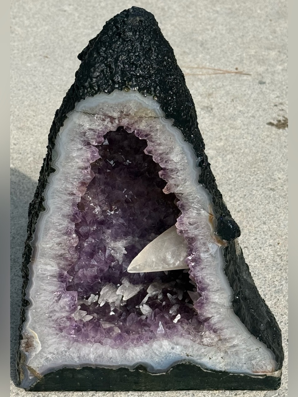 Amethyst Cathedral Geode with White Quartz &  Purple Amethyst